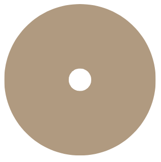 cercle beige représentant l'arôme de l'amande