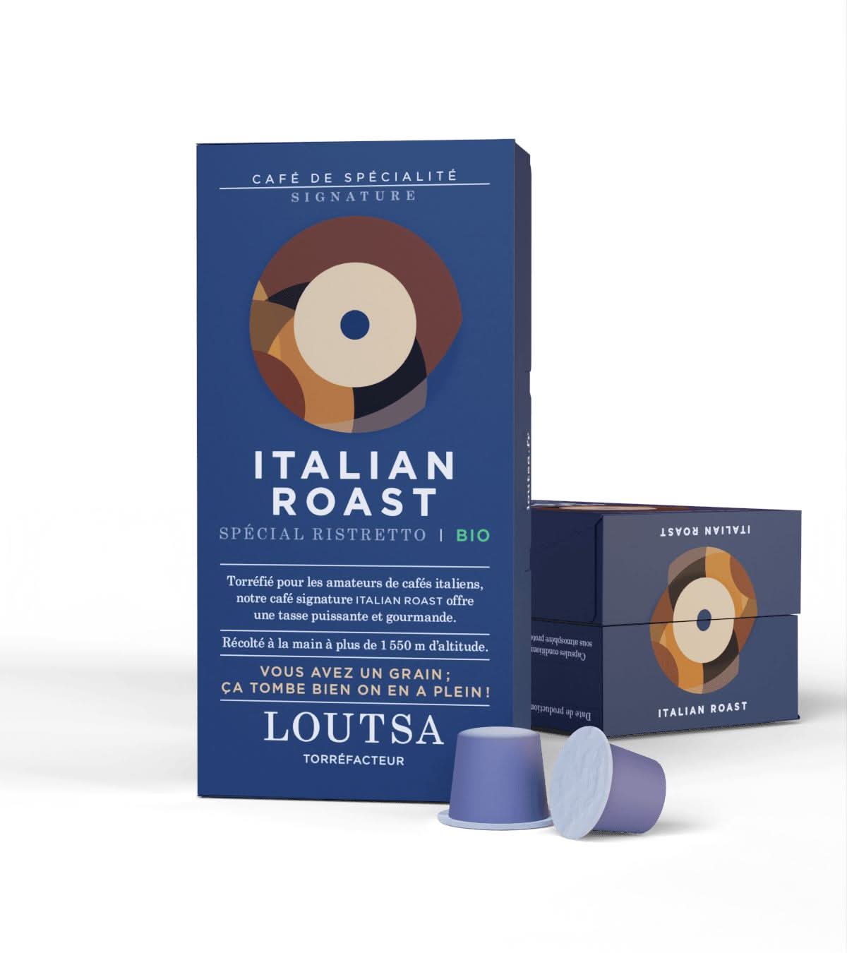 Capsules ITALIAN ROAST BIO Expresso Ristretto - LOUTSA Torréfacteur